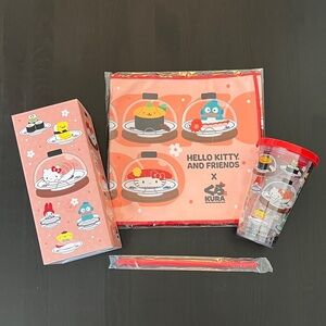NEW Limited Edition - Hello Kitty X Kura Sushi - Cup and Towel - Bundle